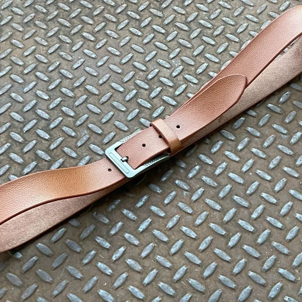 Handmade waistband Brown Genuine Leather Belt Pin Buckle Size 41-42 inches